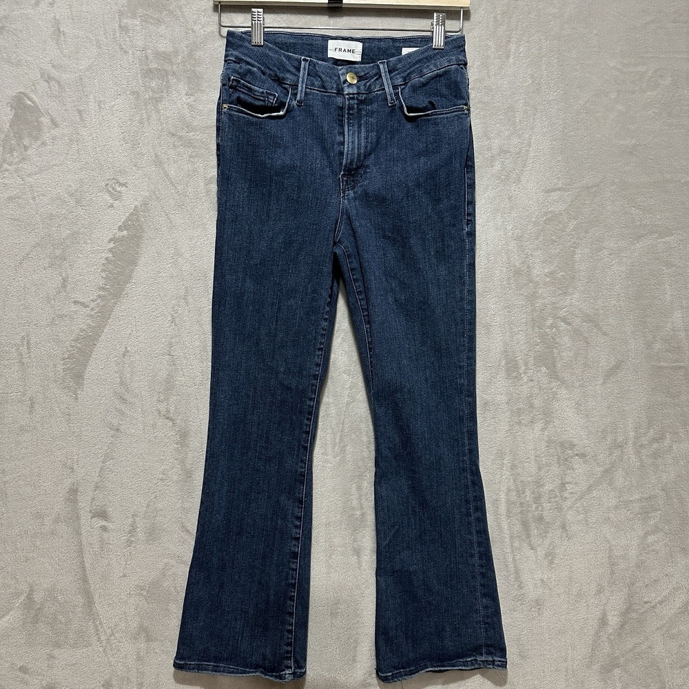 Frame Jeans Le Crop Mini Boot Women's 28 Dark Wash Blue 5 Pockets Belt Loops